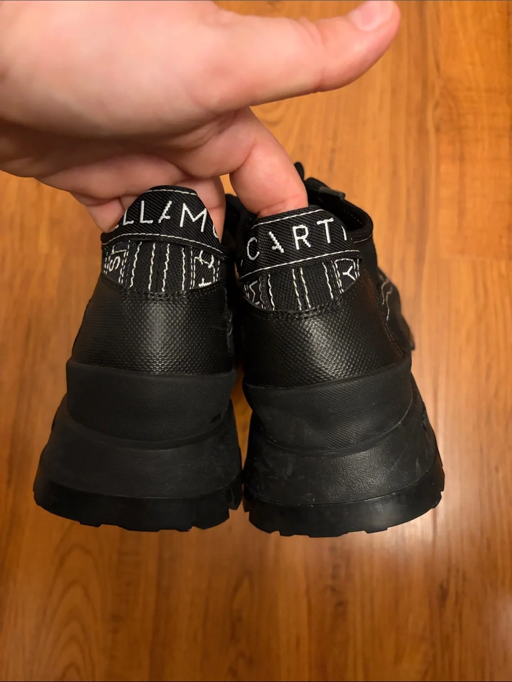 Stella McCarney + vibram Men's Black Canvas Lace-Up Platform Sneakers,39/ US 8.5